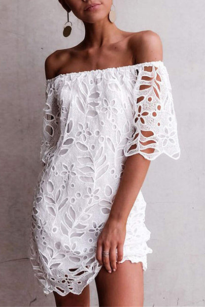 Strapless One-shoulder Hollow Dress Ins Party Dress Skirt