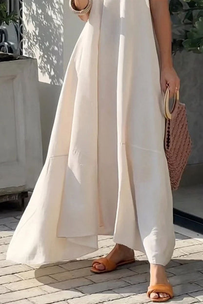 Color Sleeveless V Neck Strappy Maxi Dress