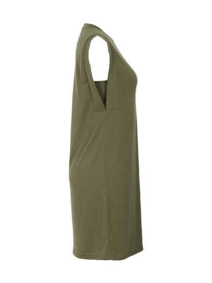A-line Loose Color Split-joint Round-neck Mini Dresses