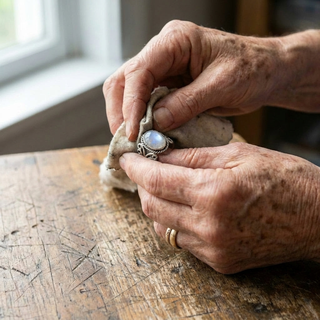 Vintage White Stone Silver Ring