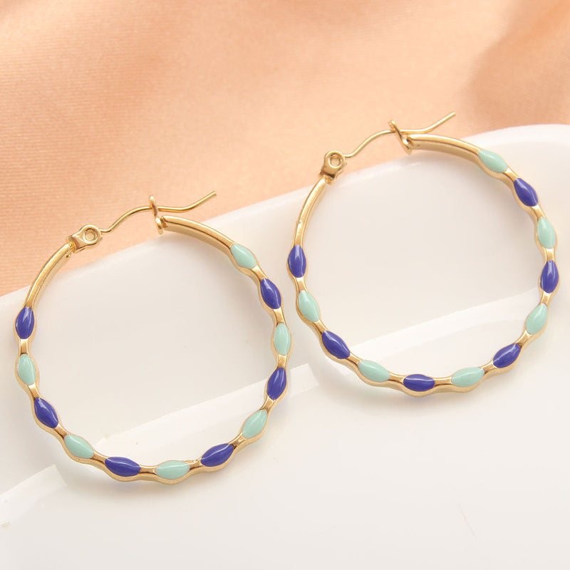 Colorful Enamel Hoop Earrings