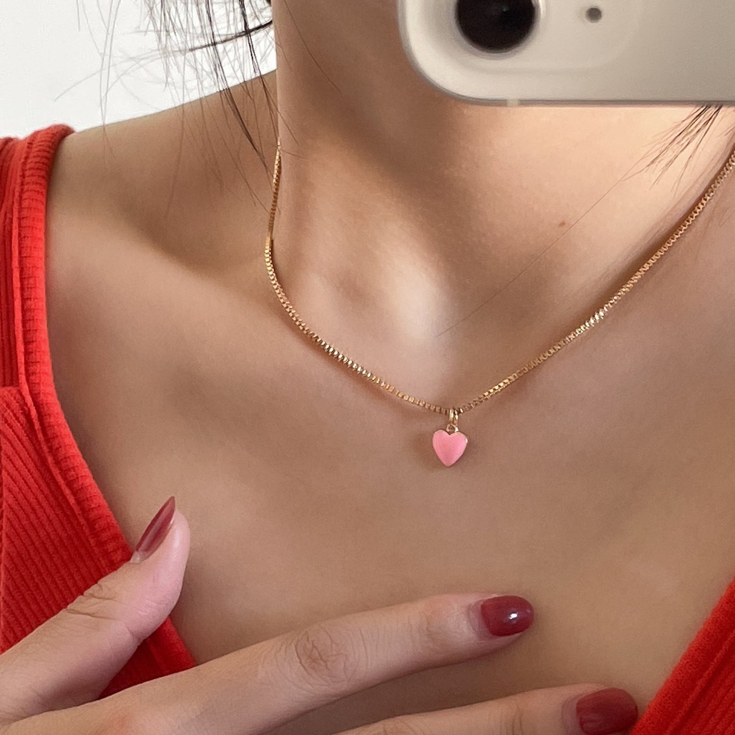 Romantic Pink Heart Necklace
