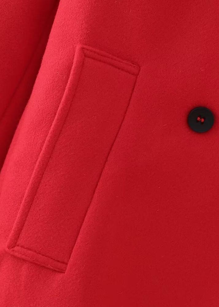 Scarlet Elegance Double-breasted Overcoat