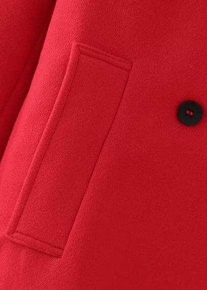 Scarlet Elegance Double-breasted Overcoat