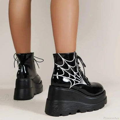 Fall Wedges Motorbike Gothic Patent Boot