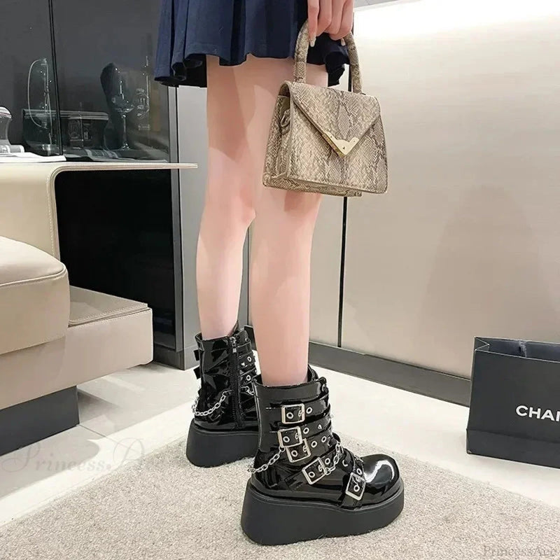 Large Size Gothic Motorcycle Elevated Boot
