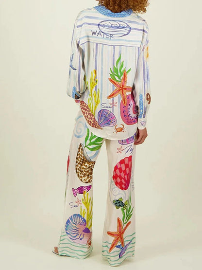 Print Shirt and Pants 2 Piece Set