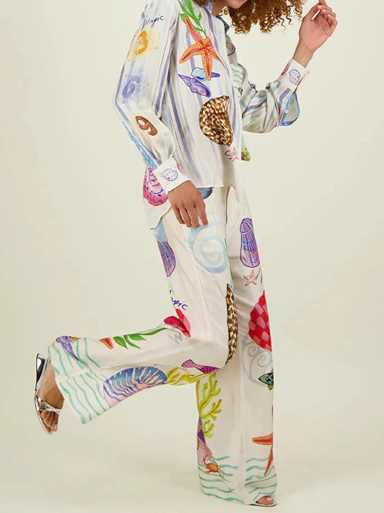 Print Shirt and Pants 2 Piece Set