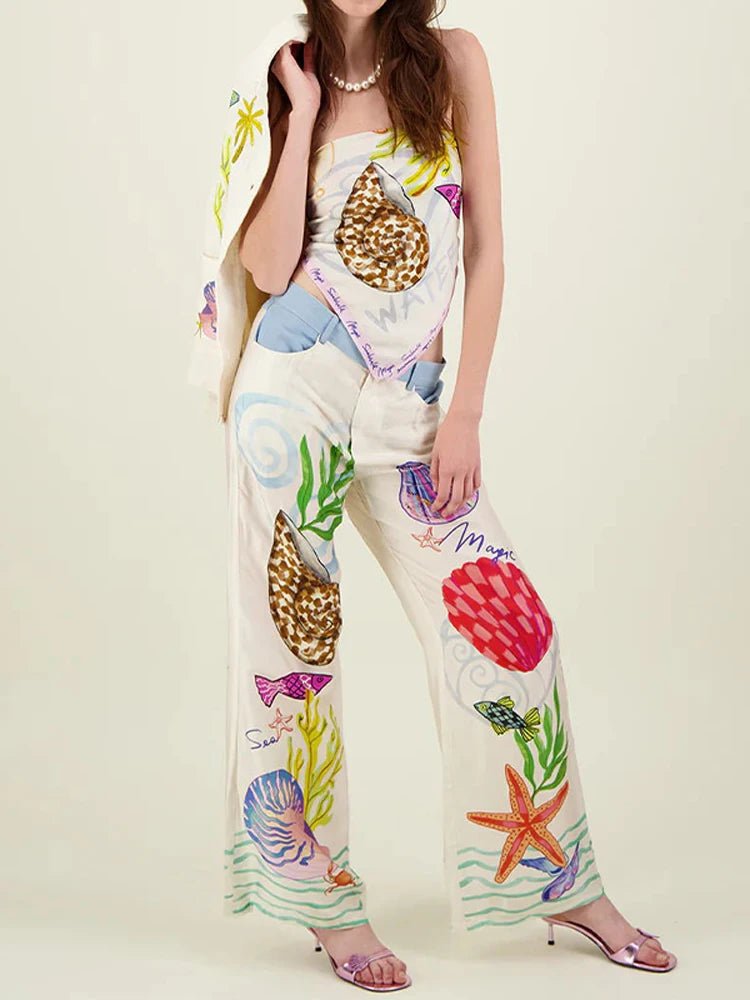 Print Shirt and Pants 2 Piece Set
