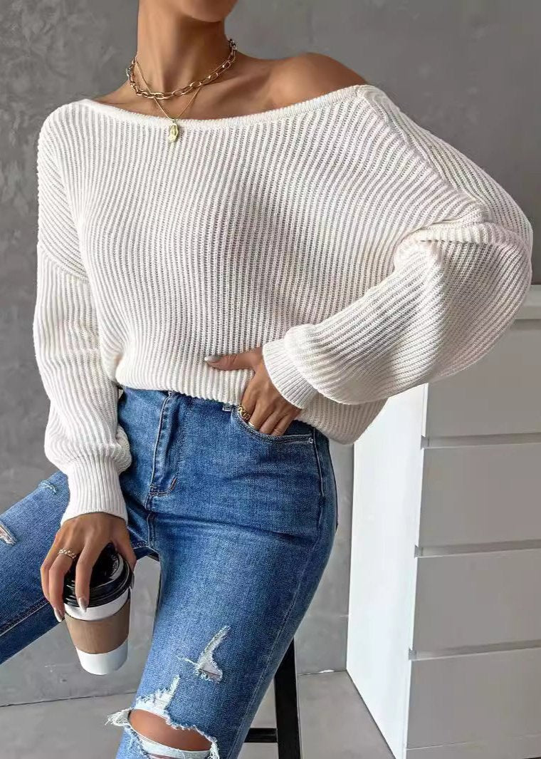 Backless Knitted Sweater - Soft Long Sleeve Design