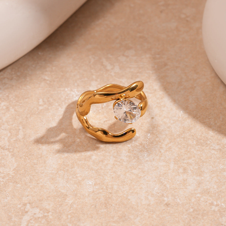 Modern Gold Crystal Ring