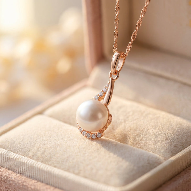 Rose Gold Pearl Pendant Necklace