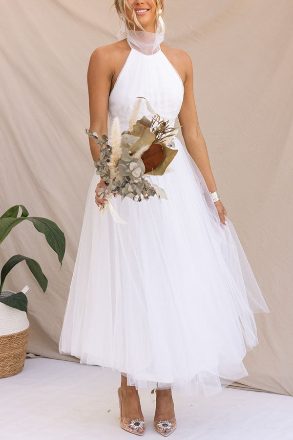 French Fairy, Ethereal Chiffon Patchwork Detail Suspender Long Dress