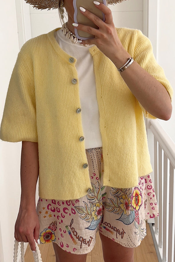 Color Buttoned Loose Knitted Cardigan