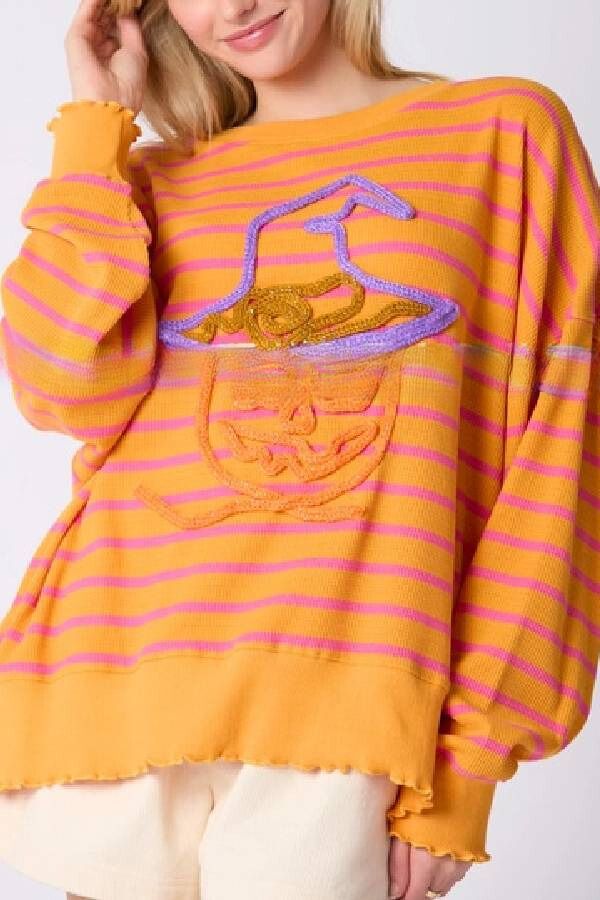 Halloween Ghost Embroidered Sweater Loose Top