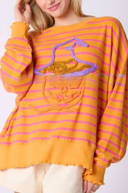Halloween Ghost Embroidered Sweater Loose Top