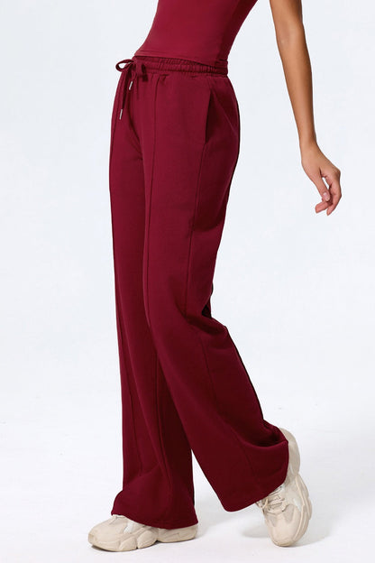 Relaxed Straight Leg High Waist Knit Pants