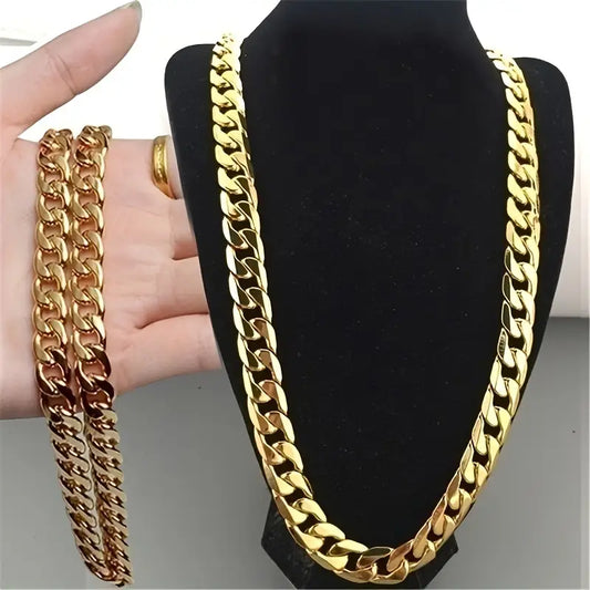 Golden Cuban Chain Necklace for &