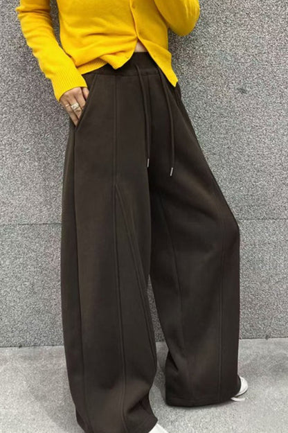 Color Fluid Wide Leg Fleece Sweat Pants