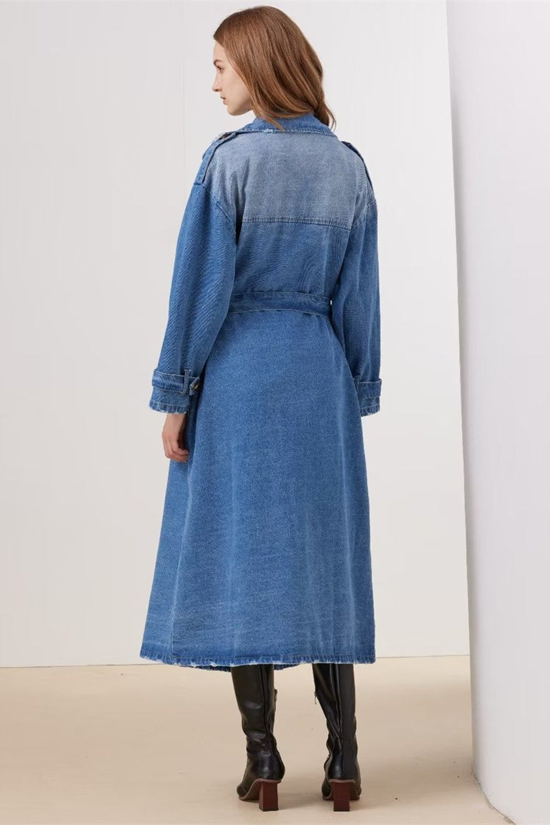 Denim Long Line Duster Overcoat