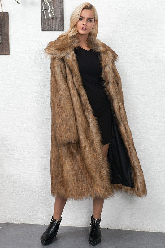 Faux Fur Longline Coat