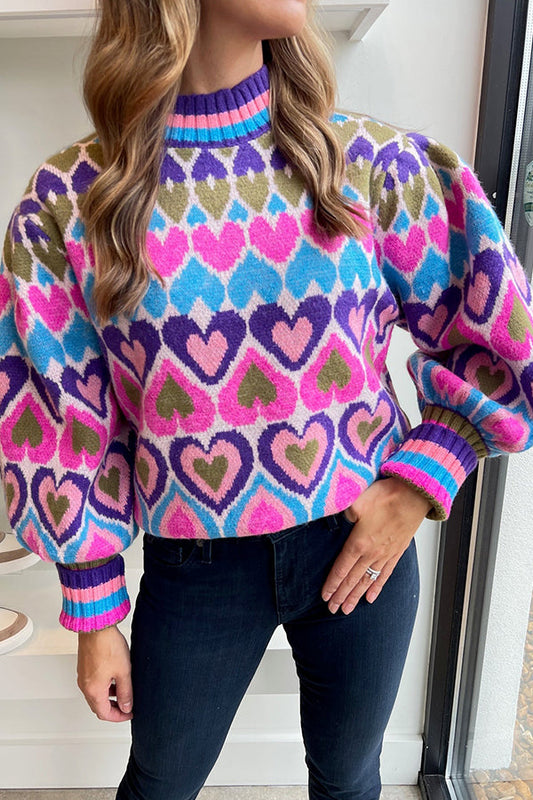 Blue/pink Heart Sweater