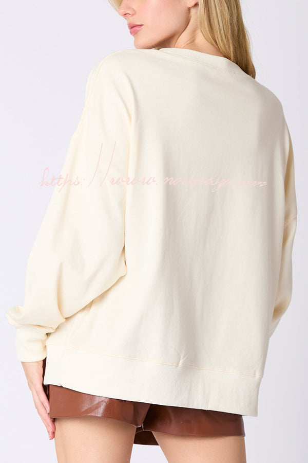 Halloween Colorful Pumpkin Embroidered Loose Sweatshirt