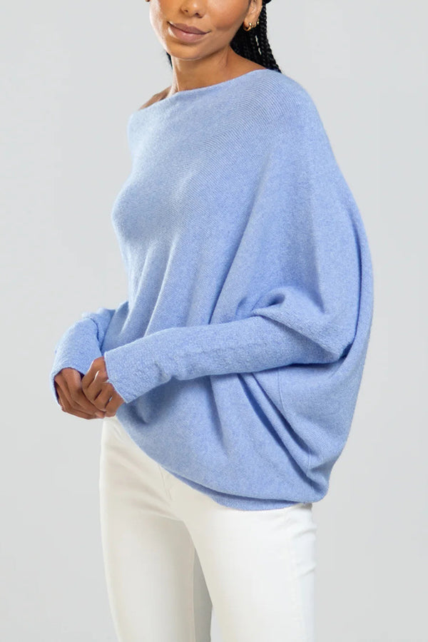 Color Round Neck Long Sleeve Loose Knitted Sweater
