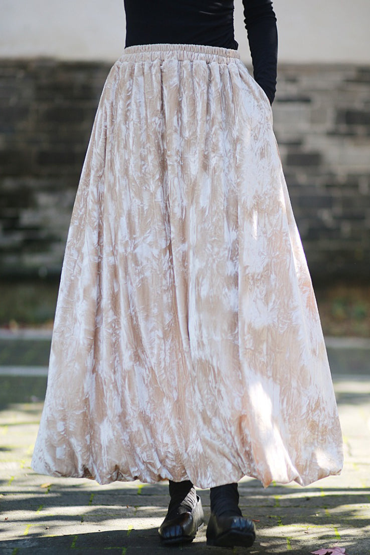 Velvet Tie Dye Swing Midi Skirt