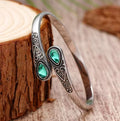 Vintage Adjustable Cuff Natural Green Stone