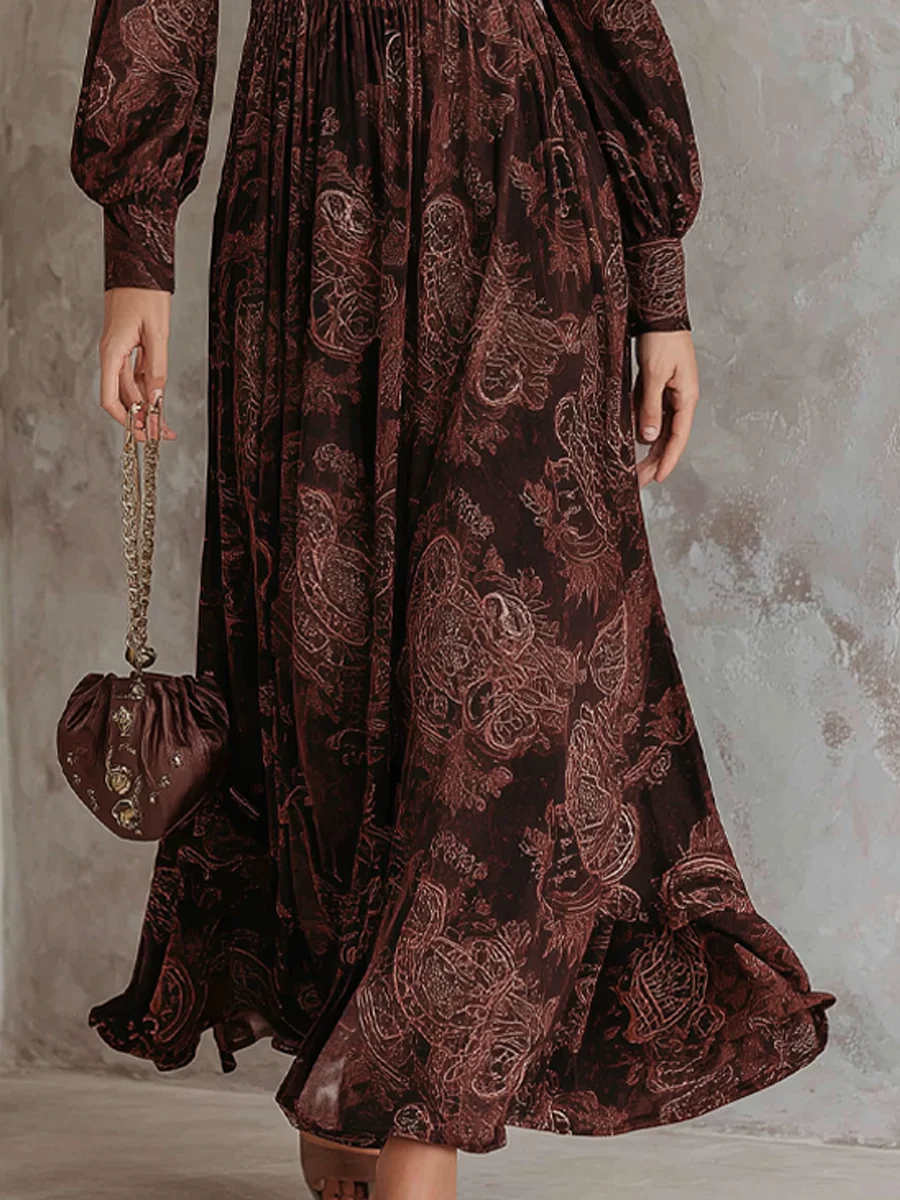 Marlene | Paisley Zip-neck Midi Dress