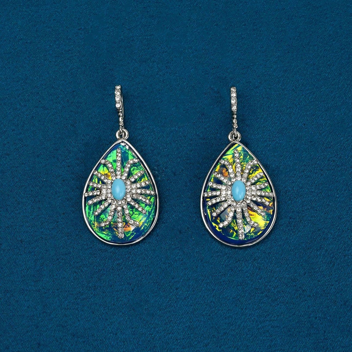 Elegant Opal Enamel Earrings