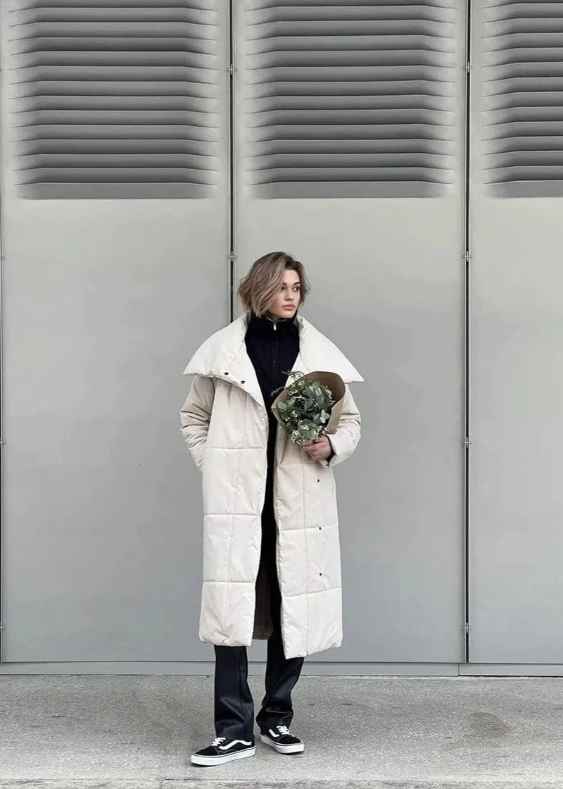 Belted Oversized Stand Collar Coat