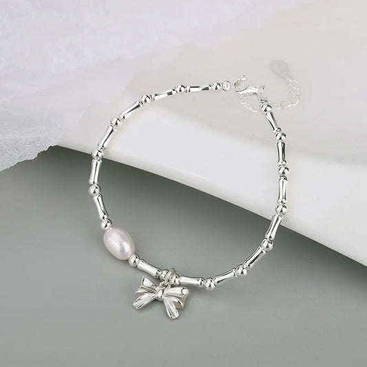 Elegant Pearl Bow Bracelet