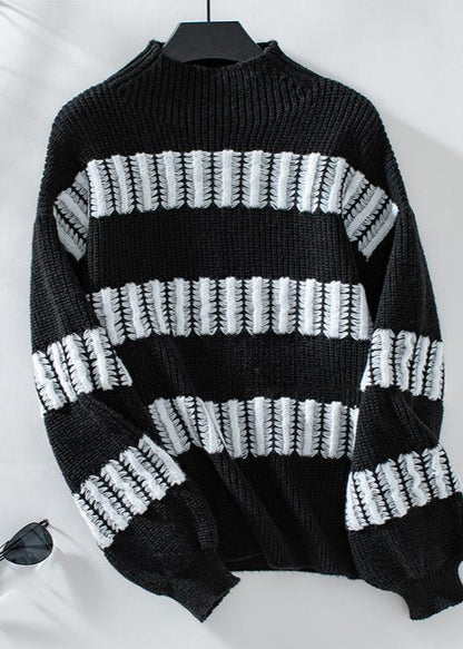 Striped Half Turtleneck Sweater