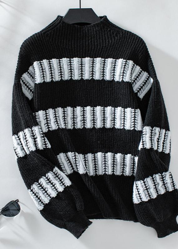 Striped Half Turtleneck Sweater