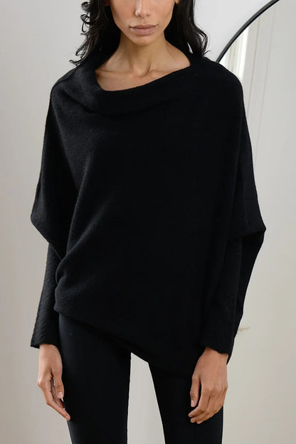 Color Round Neck Long Sleeve Loose Knitted Sweater