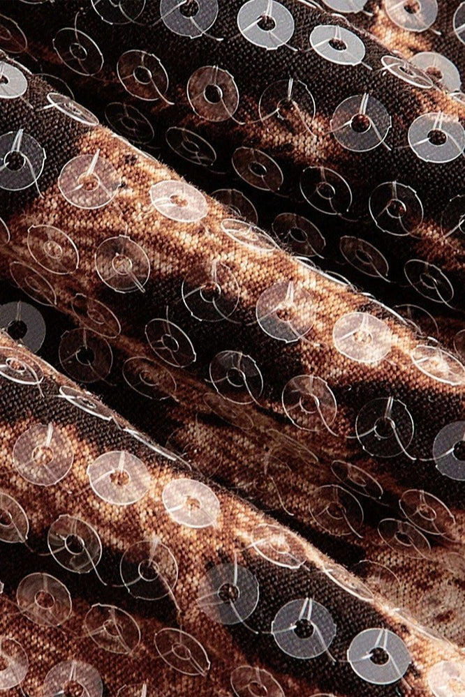 Sparkling Sequin Leopard Bodycon Mini Skirt