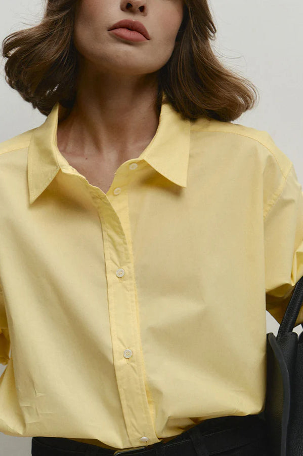 Yellow Cotton Button-up Blouse