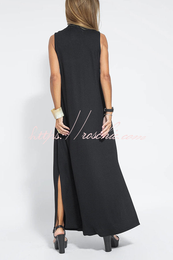 Is Eternal Knit Color Sleeveless Slit Maxi Dress