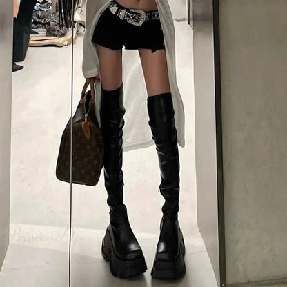 Females Punk 10 Cm Platform Chunky Gothic Boot