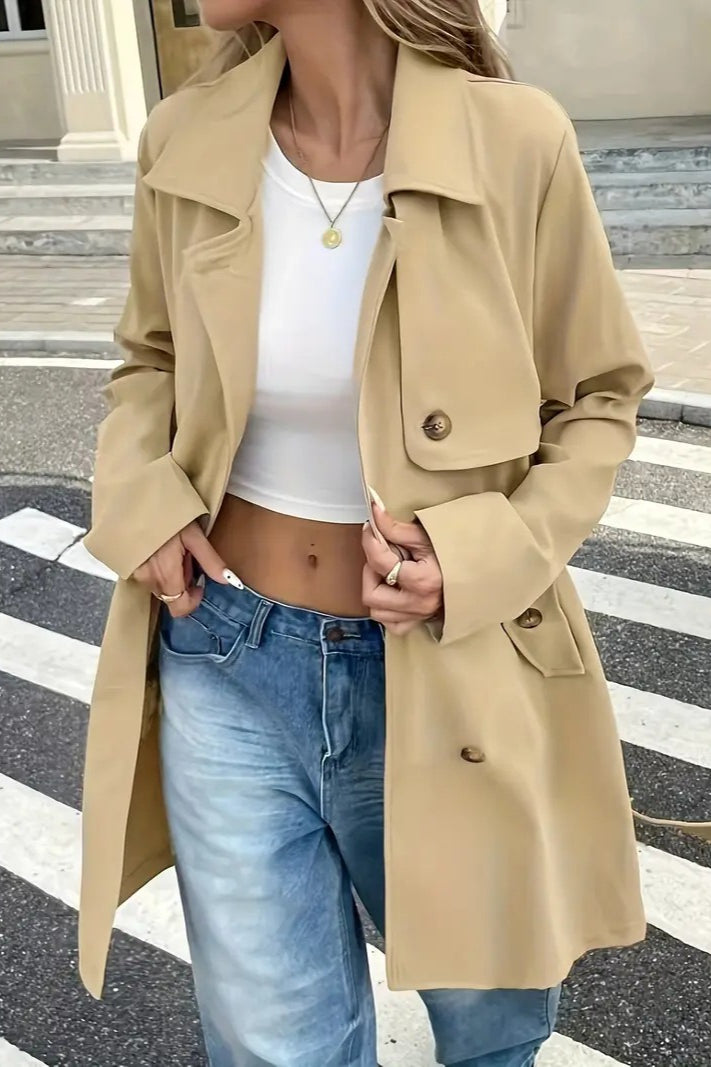 Waist Tie Single Breasted Overcoat