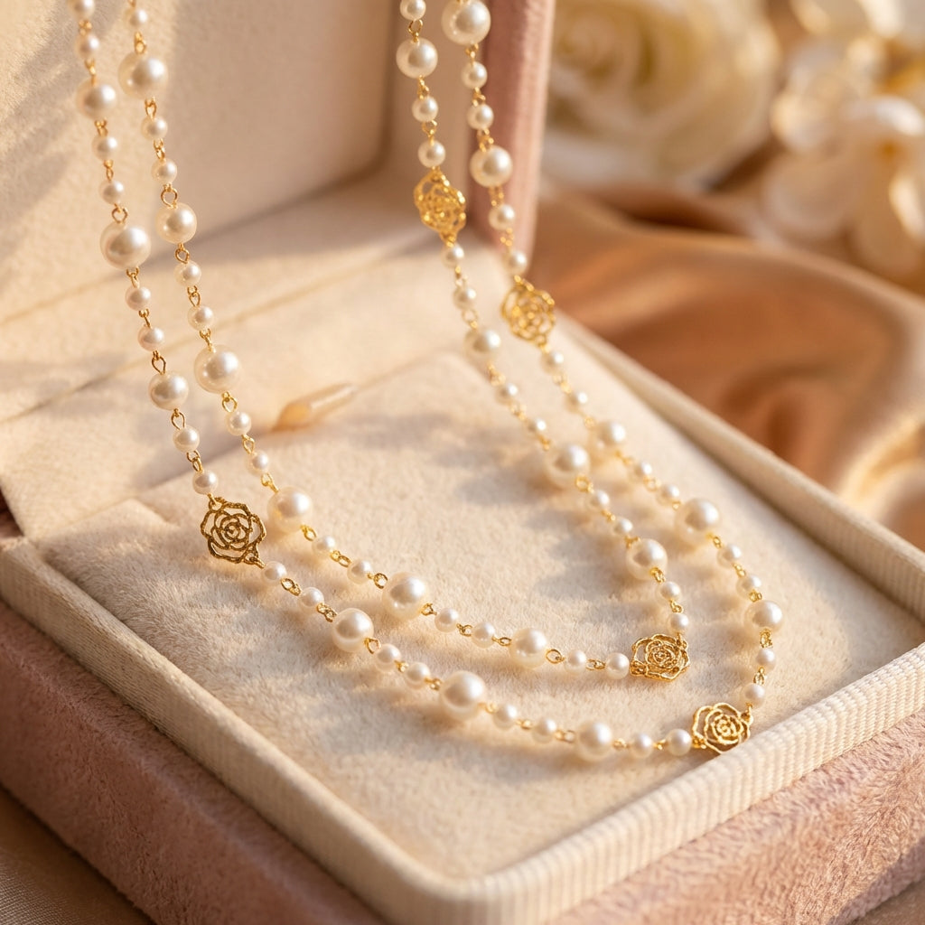 Elegant Gold & Pearl Necklace