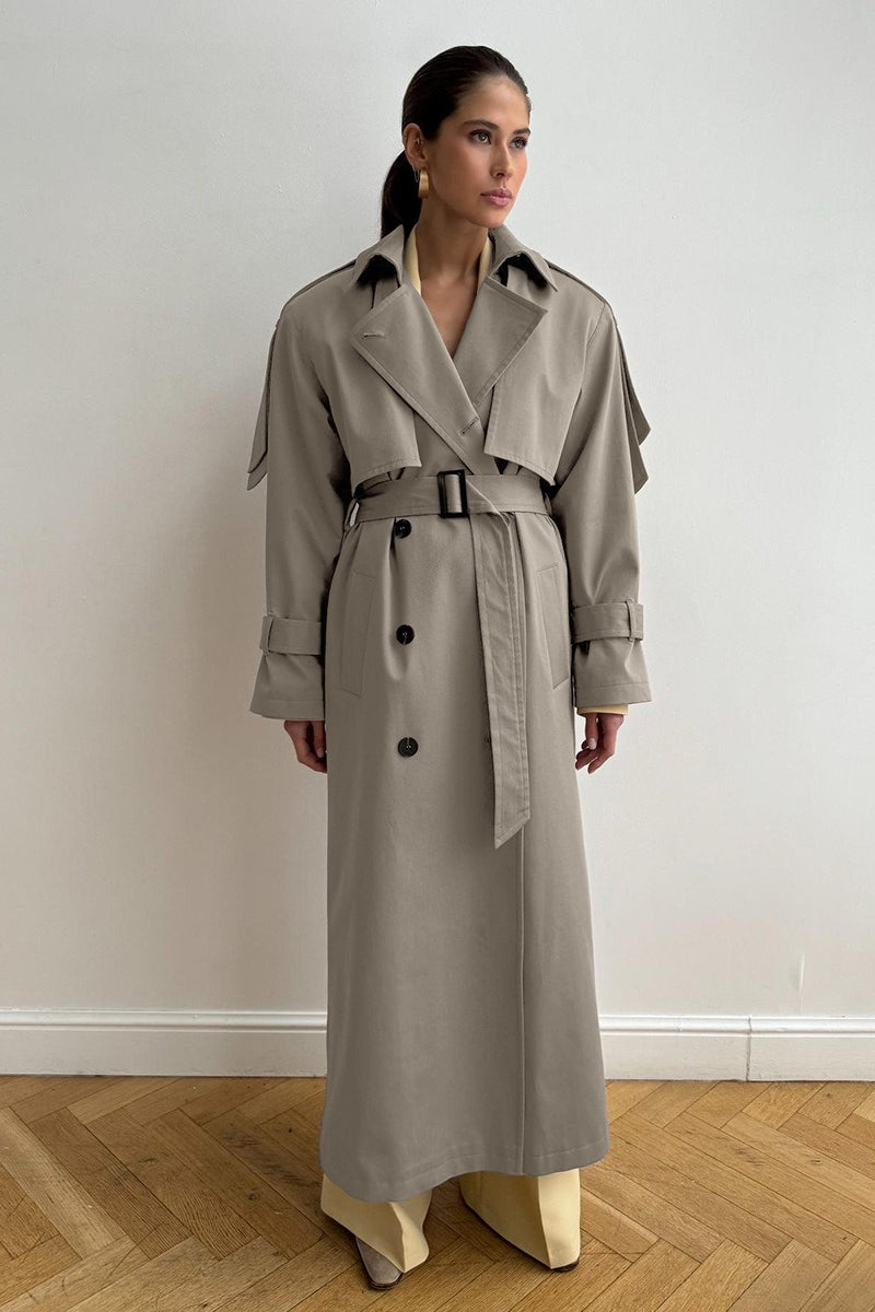 Long Cotton Tied Relaxed Overcoat