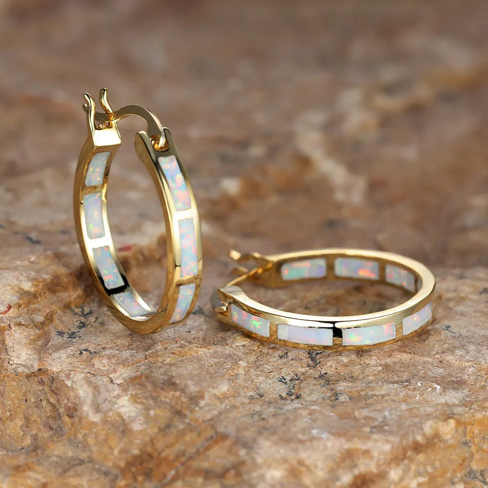 Opal Hoop Earrings