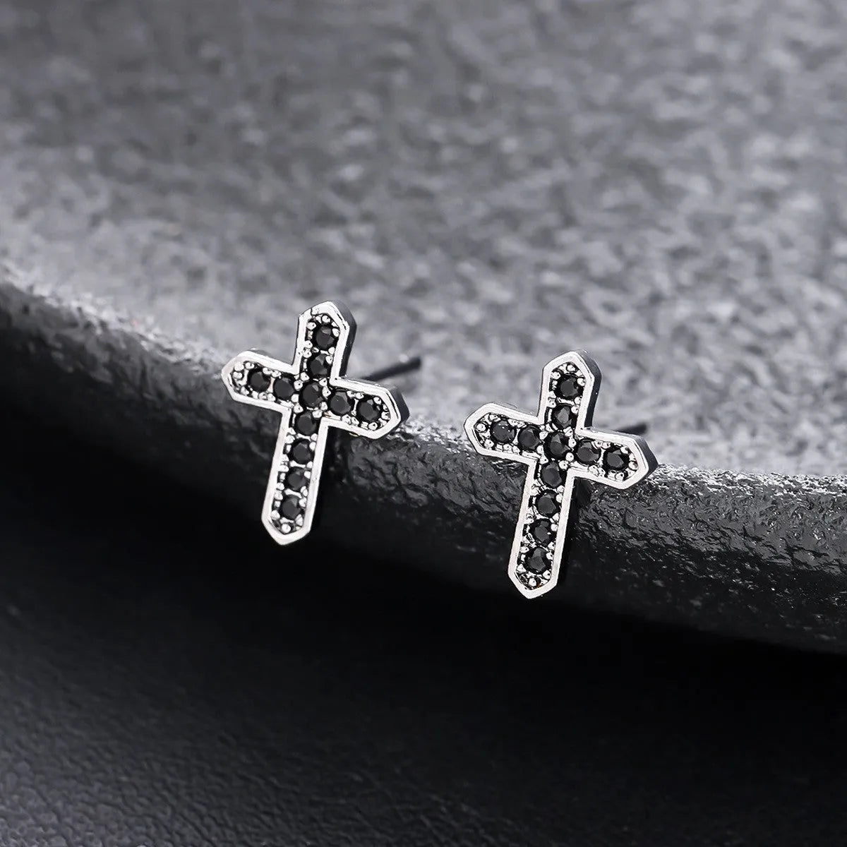 Classic Black Cross Earrings
