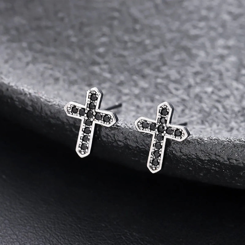 Classic Black Cross Earrings