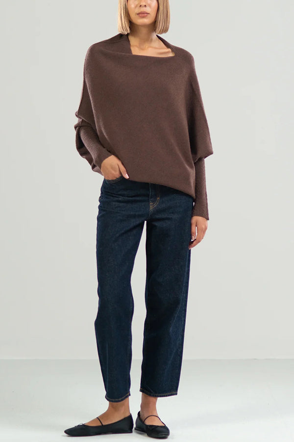 Color Round Neck Long Sleeve Loose Knitted Sweater