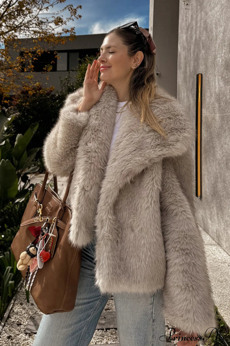 Fleece Cardigan Faux Fur Warm Coat
