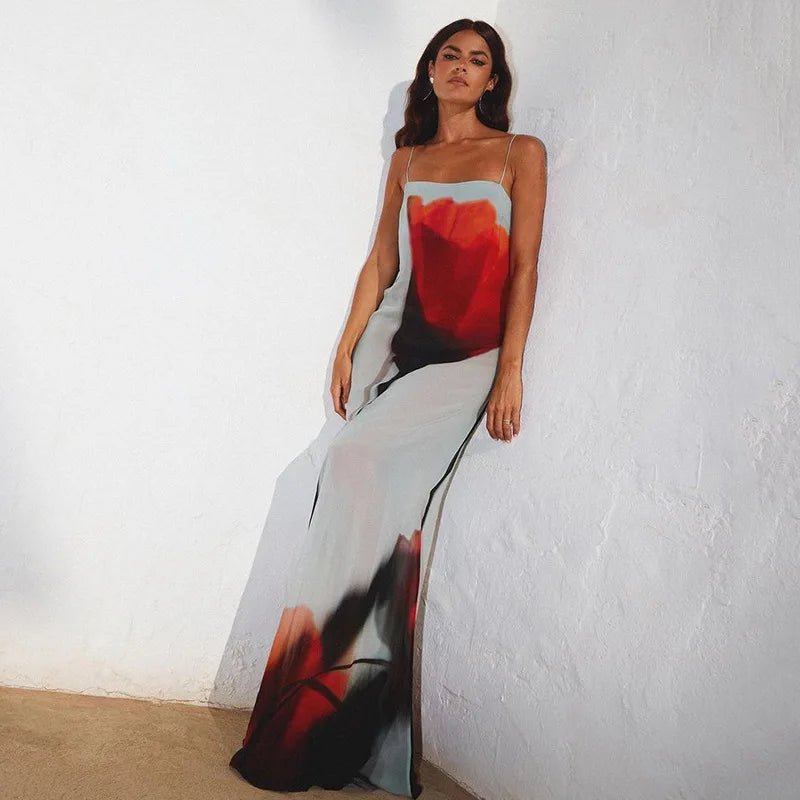 Sheer Mesh Long Dress | Spaghetti Strap Maxi | Bodycon Tulle Cami